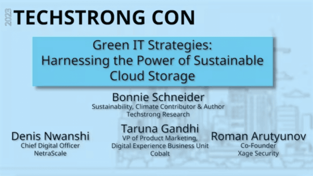 Green IT Strategies: Harnessing the Power of Sustainable and Secure Cloud Storage – Techstrong Con 2023